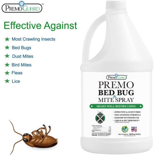 PremoBedBug MiteKiller LiceKillerSpray 128ounce NaturalNonToxic Safe Eco Friendly listing image effective against bed bugs bird mites dust mites cockroaches silverfish ants